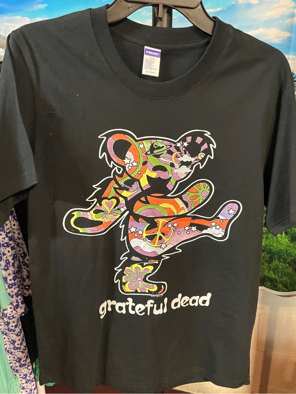 Grateful Dead Black T-Shirt with Multicolor Psychedelic Bear